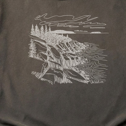 Acadia Line Drawing Cotton T-Shirt