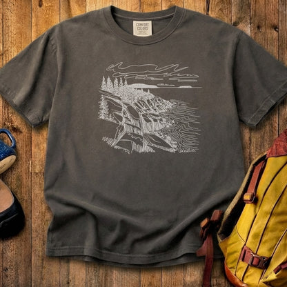 Acadia Line Drawing Cotton T-Shirt