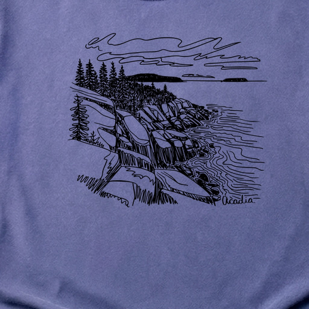Acadia Line Drawing Cotton T-Shirt
