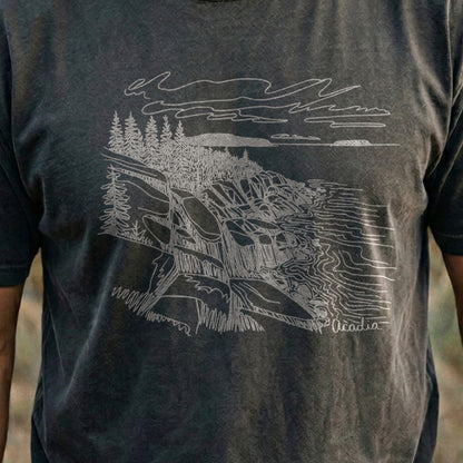 Acadia Line Drawing Cotton T-Shirt