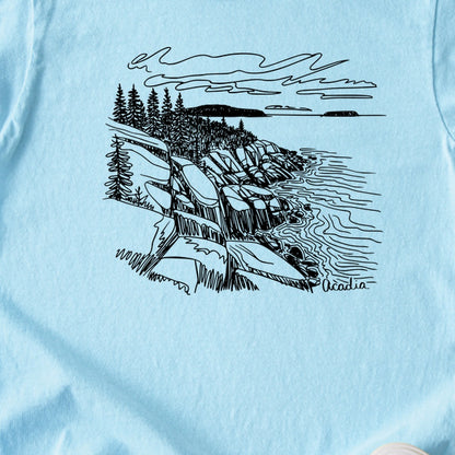 Acadia Line Drawing Kids Cotton T-Shirt