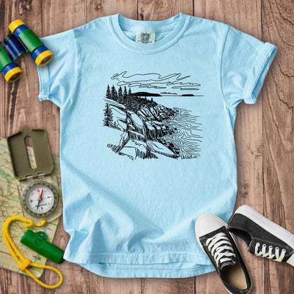 Acadia Line Drawing Kids Cotton T-Shirt