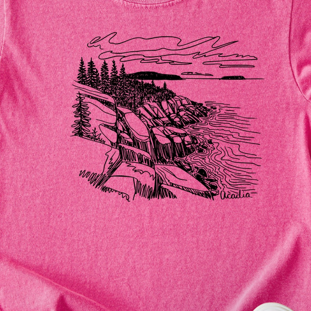 Acadia Line Drawing Kids Cotton T-Shirt