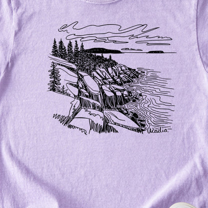 Acadia Line Drawing Kids Cotton T-Shirt