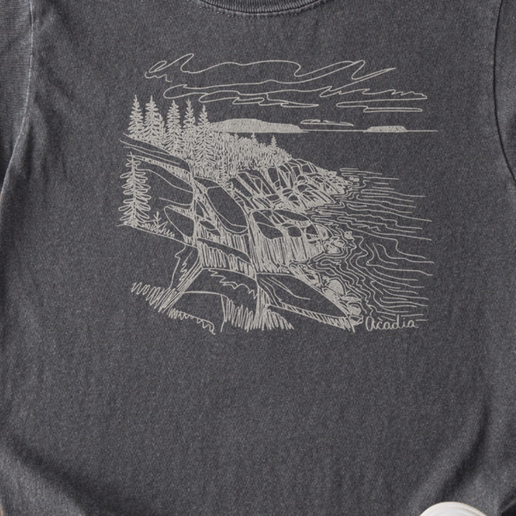 Acadia Line Drawing Kids Cotton T-Shirt