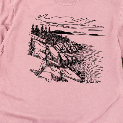 Acadia Line Drawing Cotton Long Sleeve
