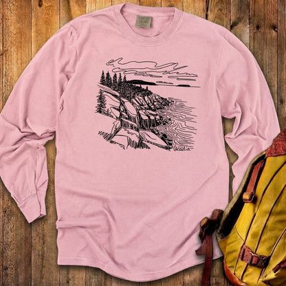 Acadia Line Drawing Cotton Long Sleeve
