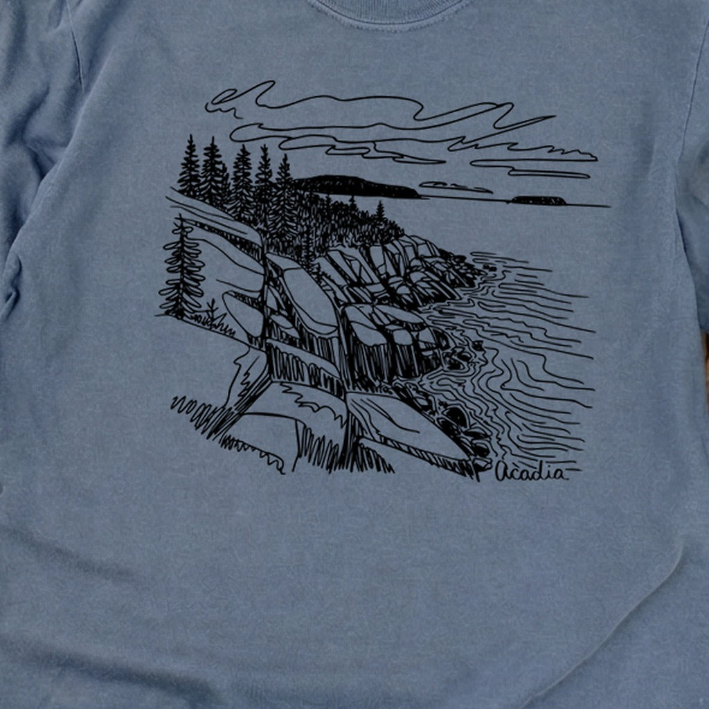 Acadia Line Drawing Cotton Long Sleeve