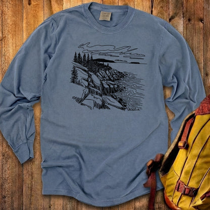 Acadia Line Drawing Cotton Long Sleeve