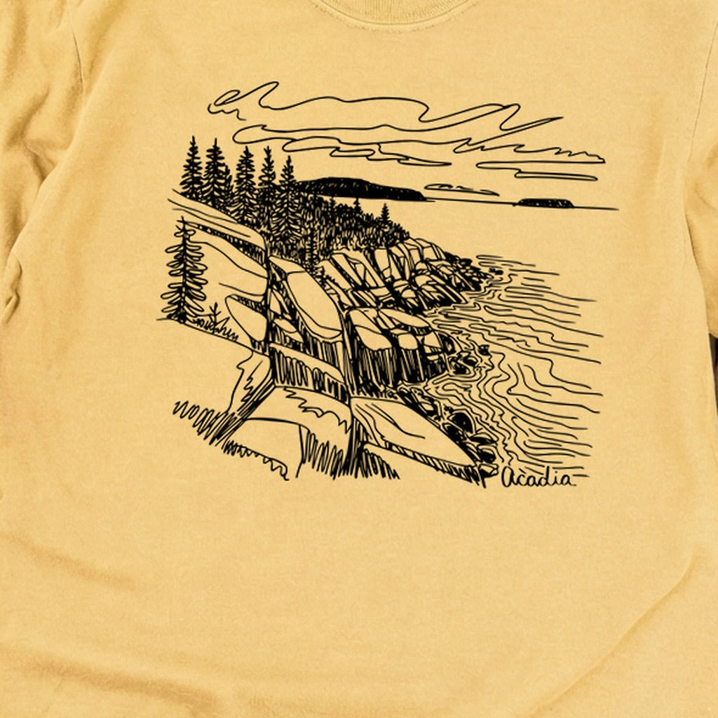 Acadia Line Drawing Cotton Long Sleeve