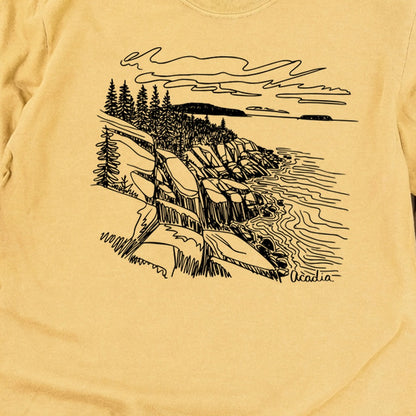 Acadia Line Drawing Cotton Long Sleeve