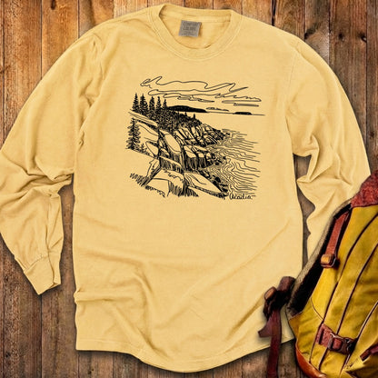 Acadia Line Drawing Cotton Long Sleeve