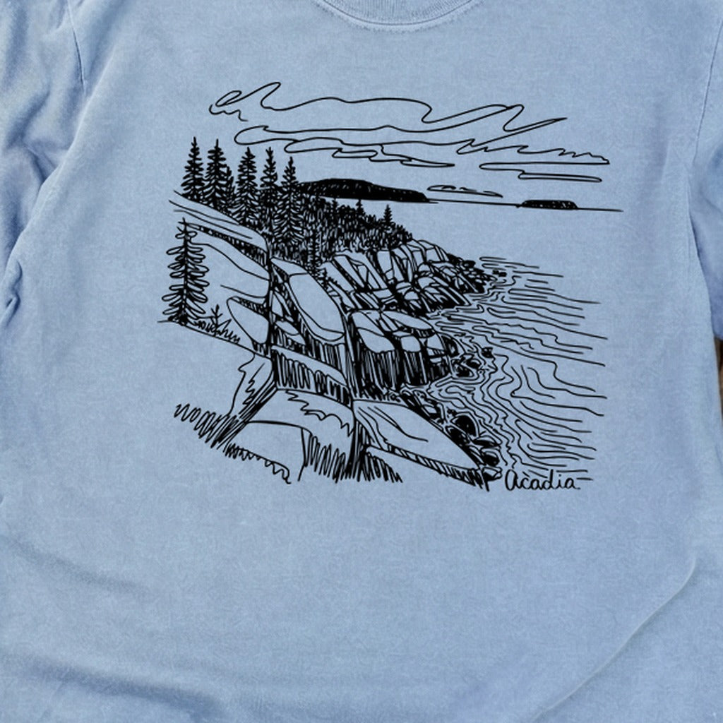 Acadia Line Drawing Cotton Long Sleeve