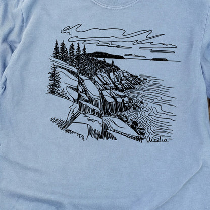 Acadia Line Drawing Cotton Long Sleeve
