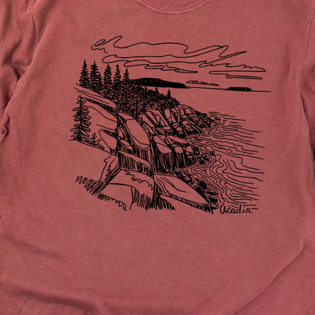 Acadia Line Drawing Cotton Long Sleeve
