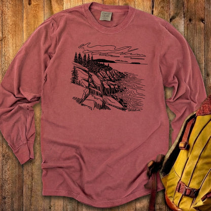 Acadia Line Drawing Cotton Long Sleeve