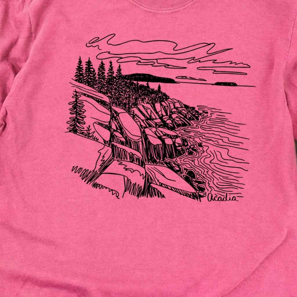 Acadia Line Drawing Cotton Long Sleeve