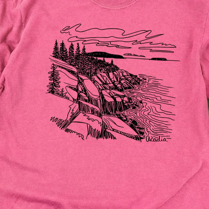 Acadia Line Drawing Cotton Long Sleeve