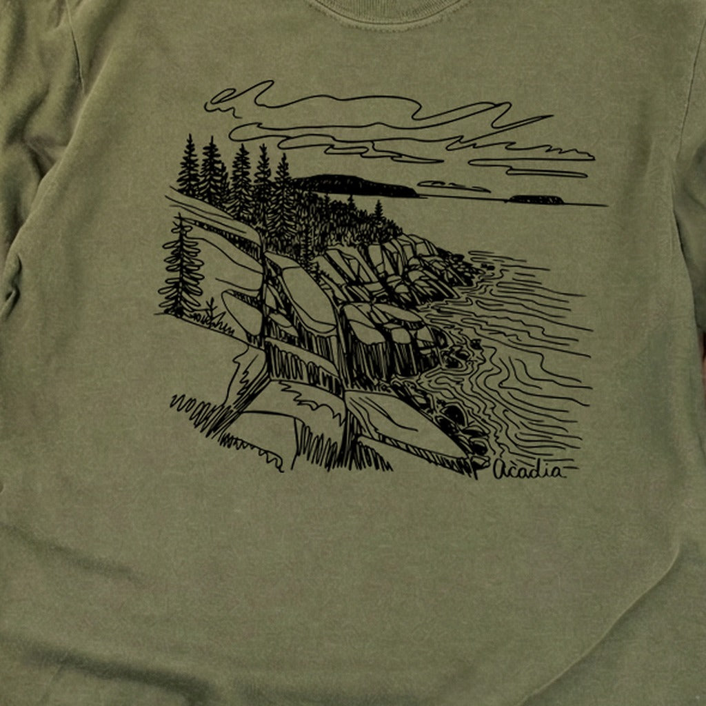Acadia Line Drawing Cotton Long Sleeve