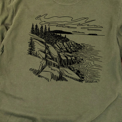 Acadia Line Drawing Cotton Long Sleeve