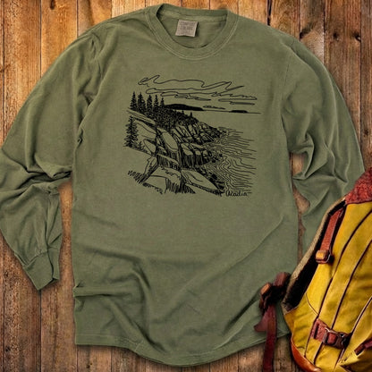 Acadia Line Drawing Cotton Long Sleeve