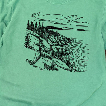Acadia Line Drawing Cotton Long Sleeve