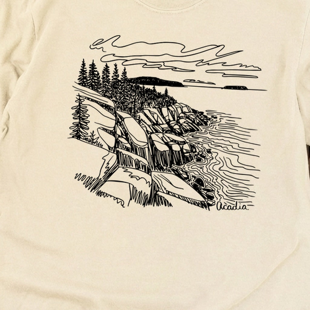Acadia Line Drawing Cotton Long Sleeve
