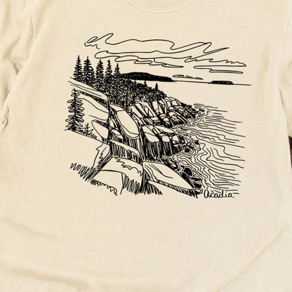 Acadia Line Drawing Cotton Long Sleeve