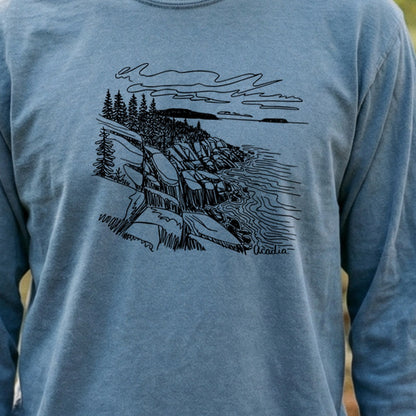 Acadia Line Drawing Cotton Long Sleeve