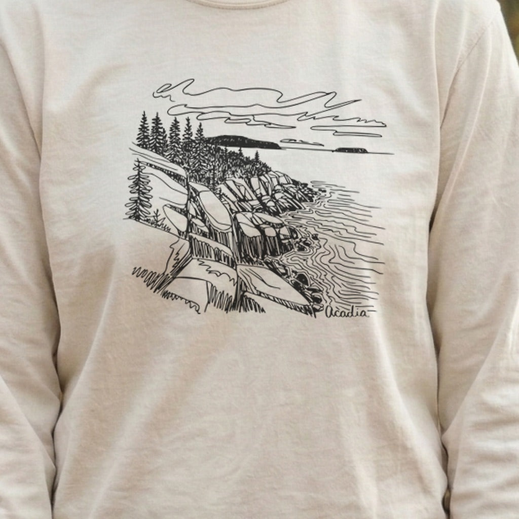 Acadia Line Drawing Cotton Long Sleeve