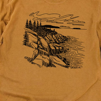 Acadia Line Drawing Cotton Long Sleeve