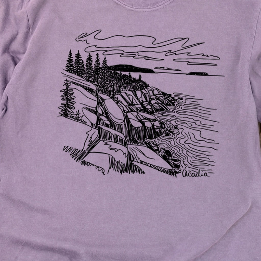 Acadia Line Drawing Cotton Long Sleeve