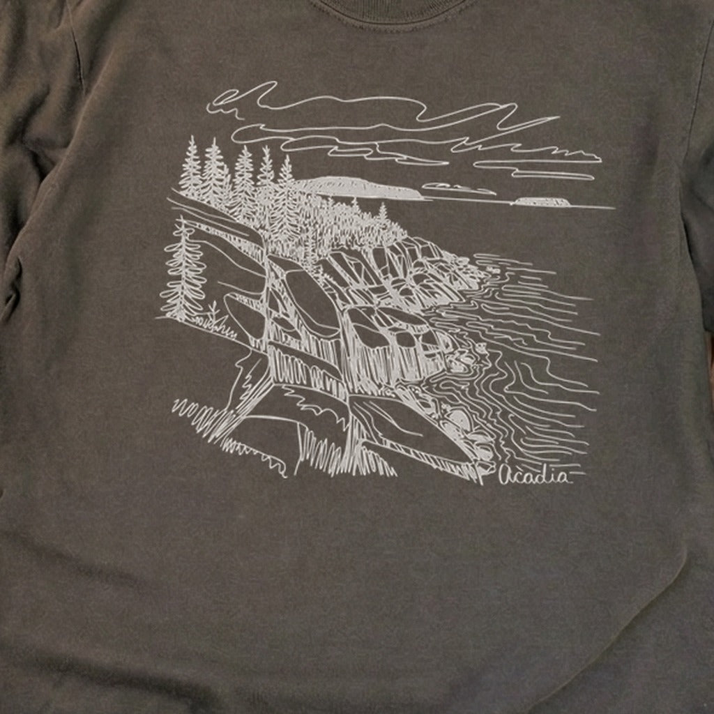 Acadia Line Drawing Cotton Long Sleeve