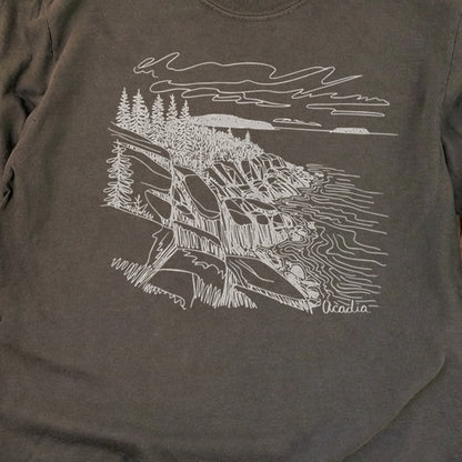Acadia Line Drawing Cotton Long Sleeve