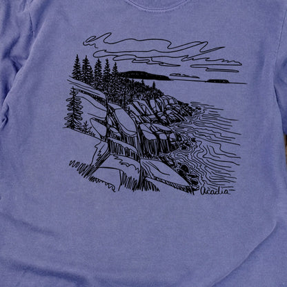 Acadia Line Drawing Cotton Long Sleeve