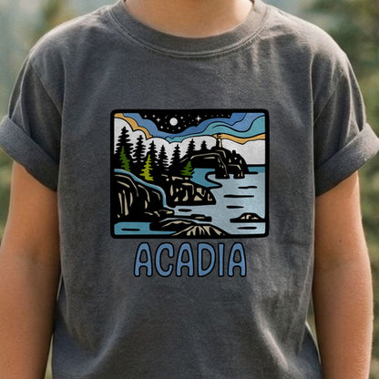Acadia at Night Kids Cotton T-Shirt