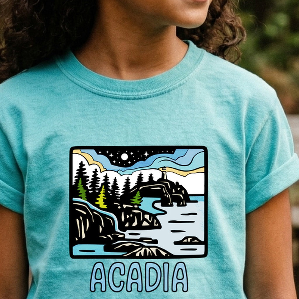 Acadia at Night Kids Cotton T-Shirt