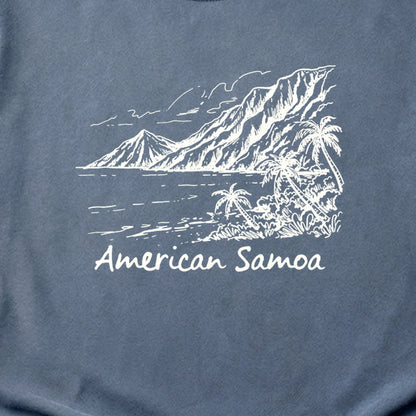 American Samoa Line Drawing Cotton T-Shirt