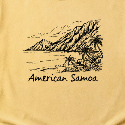American Samoa Line Drawing Cotton T-Shirt