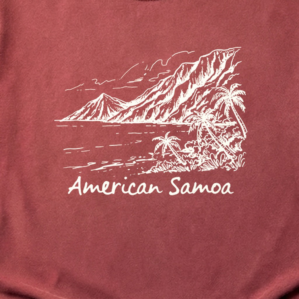 American Samoa Line Drawing Cotton T-Shirt