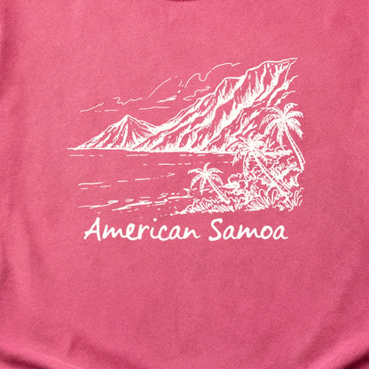 American Samoa Line Drawing Cotton T-Shirt