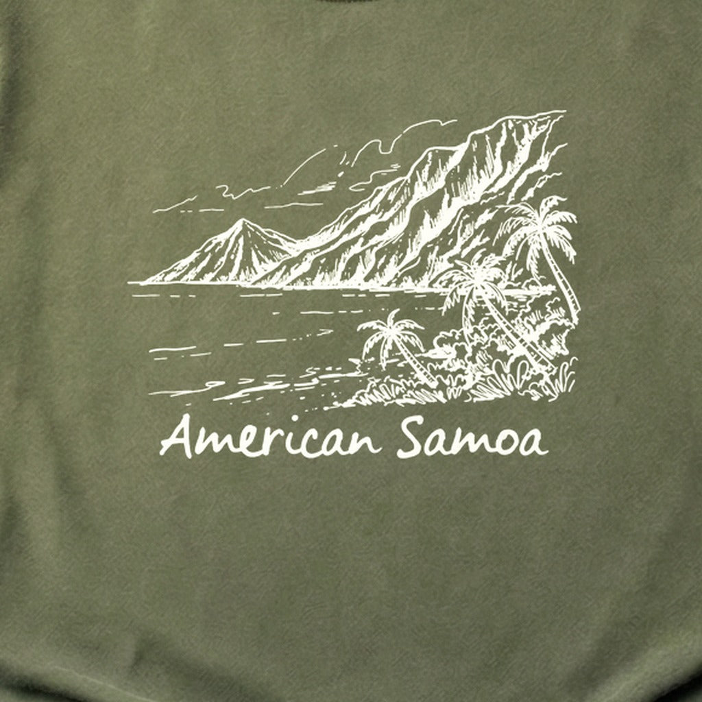 American Samoa Line Drawing Cotton T-Shirt