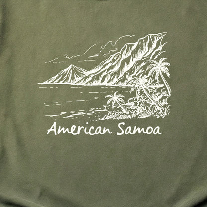American Samoa Line Drawing Cotton T-Shirt