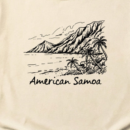 American Samoa Line Drawing Cotton T-Shirt