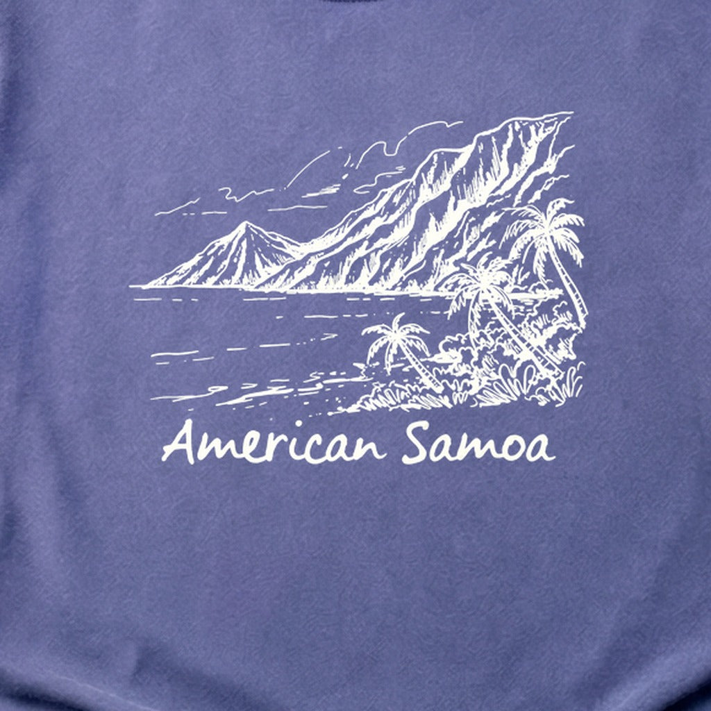 American Samoa Line Drawing Cotton T-Shirt