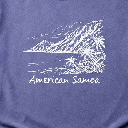 American Samoa Line Drawing Cotton T-Shirt