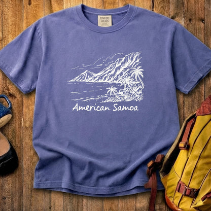 American Samoa Line Drawing Cotton T-Shirt