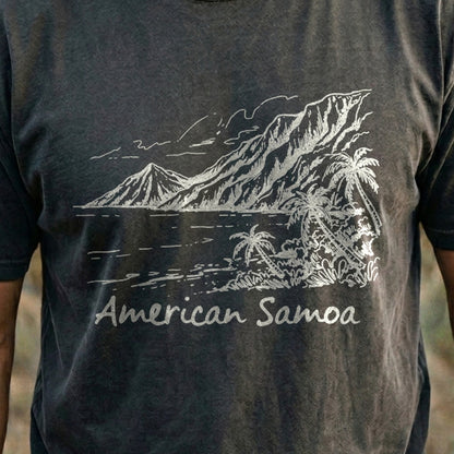 American Samoa Line Drawing Cotton T-Shirt