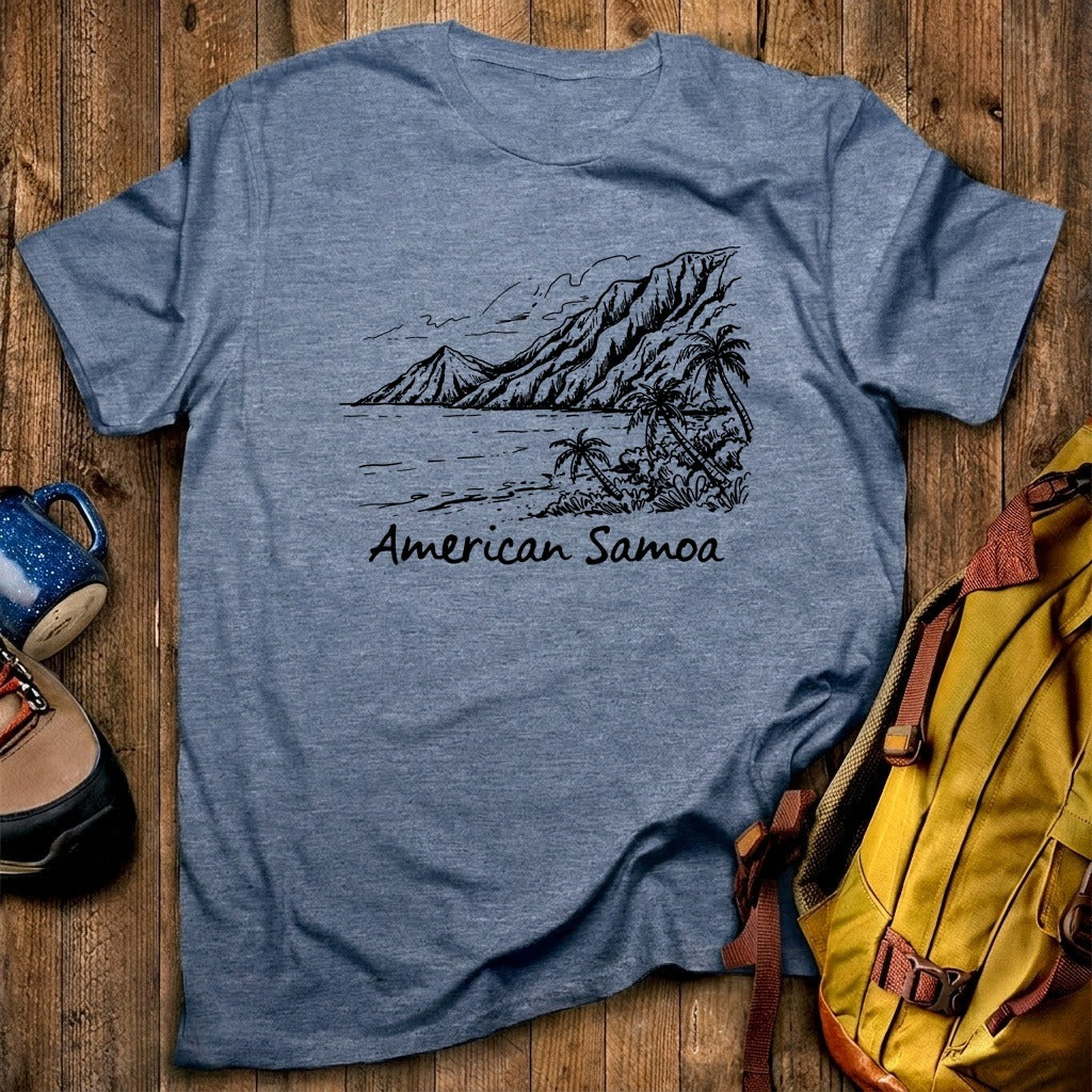 American Samoa Line Drawing T-Shirt