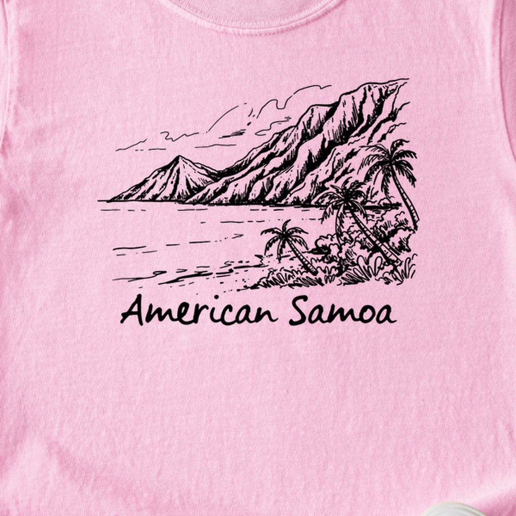 American Samoa Line Drawing Kids Cotton T-Shirt